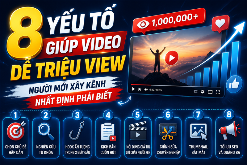 8 YẾU TỐ GIÚP VIDEO DỄ TRIỆU VIEW – NGƯỜI MỚI XÂY KÊNH NHẤT ĐỊNH PHẢI BIẾT