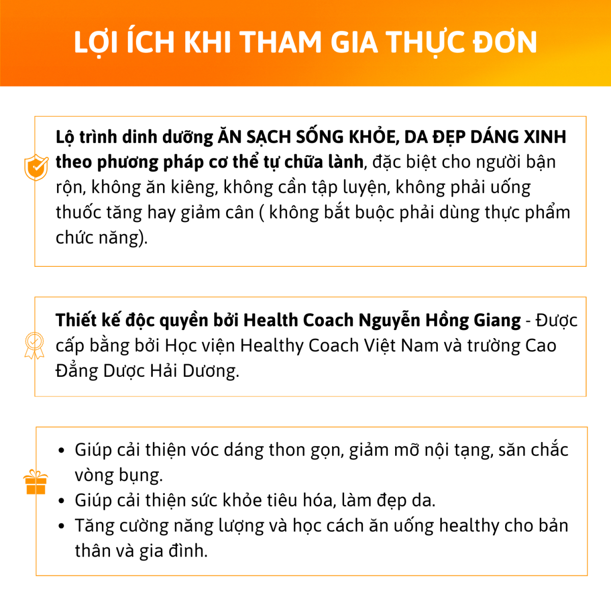 lợi ích khi tham gia thực đơn